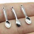 24mm 0.7g Antique Silver Zinc Alloy Spoon Charm Pendant for DIY Kitchen Theme Jewelry Making