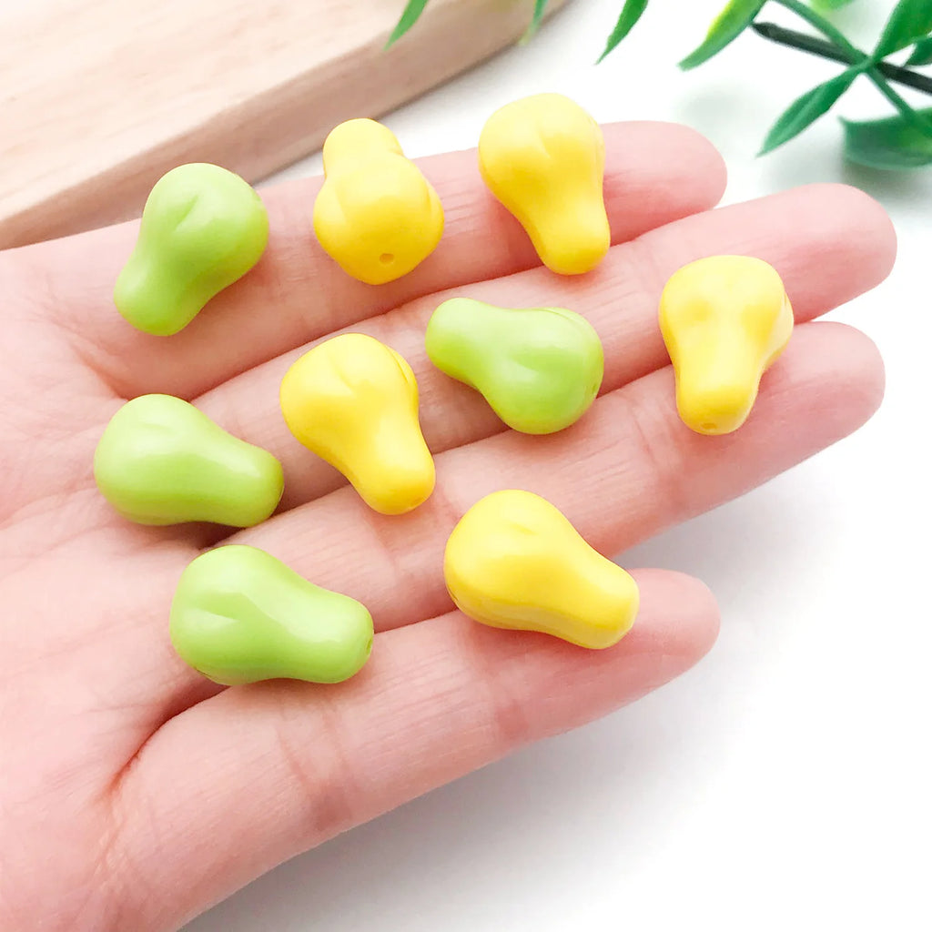 Yellow Green Acrylic Pear Loose Beads for Phone Chain, Bracelet and Keychain Making
