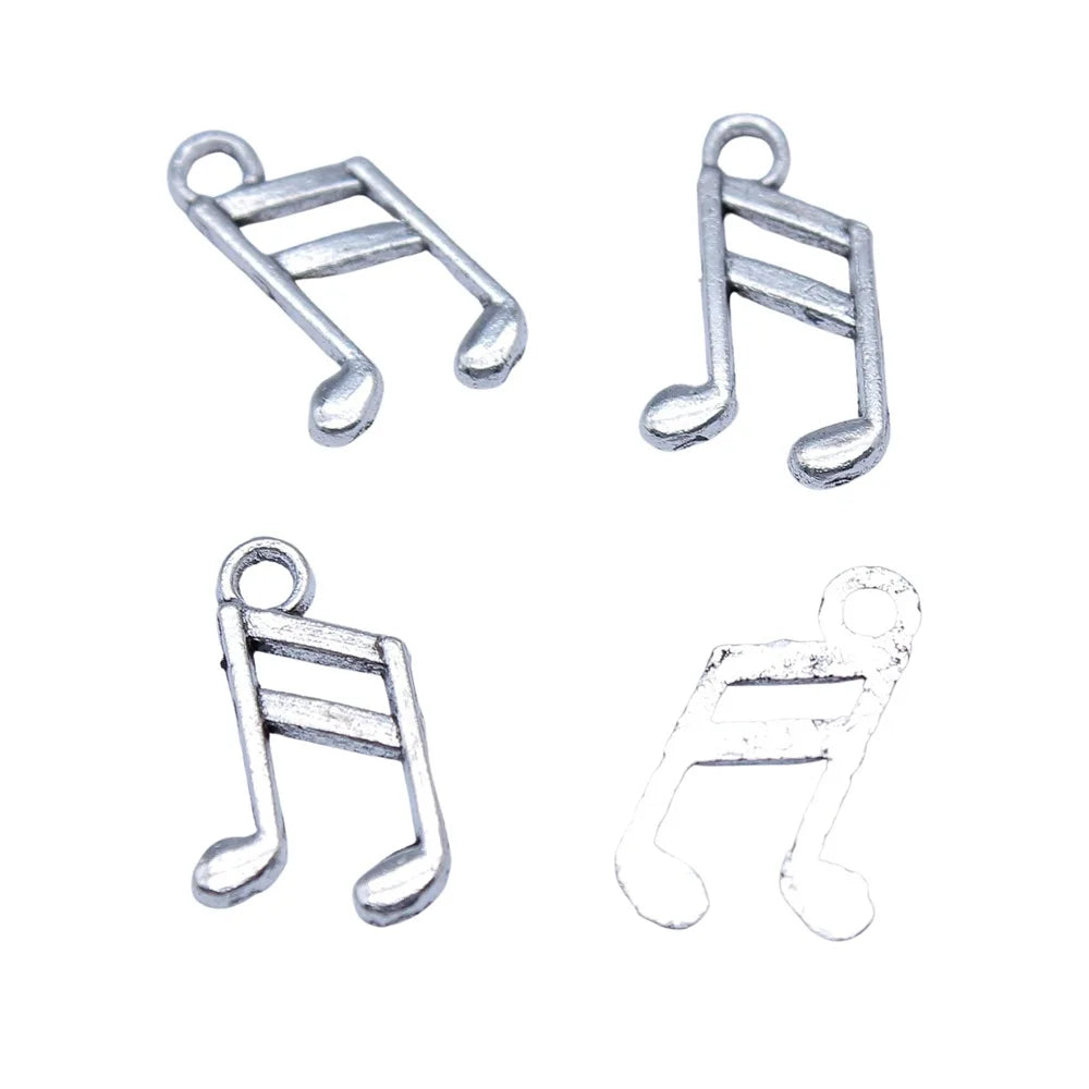 10x16mm 0.3g Antique Silver Zinc Alloy Music Note Charm Pendant for DIY Necklace Bracelet Making