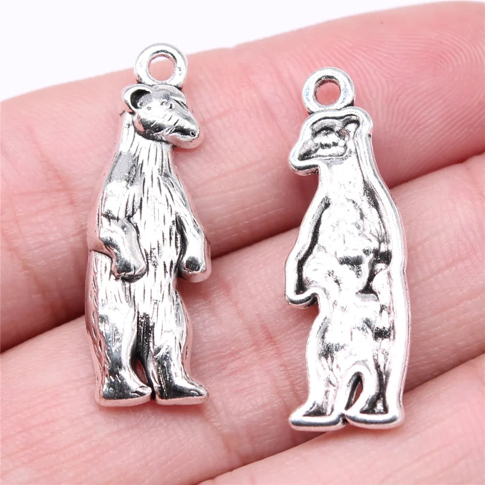 31x10mm 2.97g Antique Silver Zinc Alloy Bear Charm Pendant for DIY Bracelet Necklace Jewelry Making
