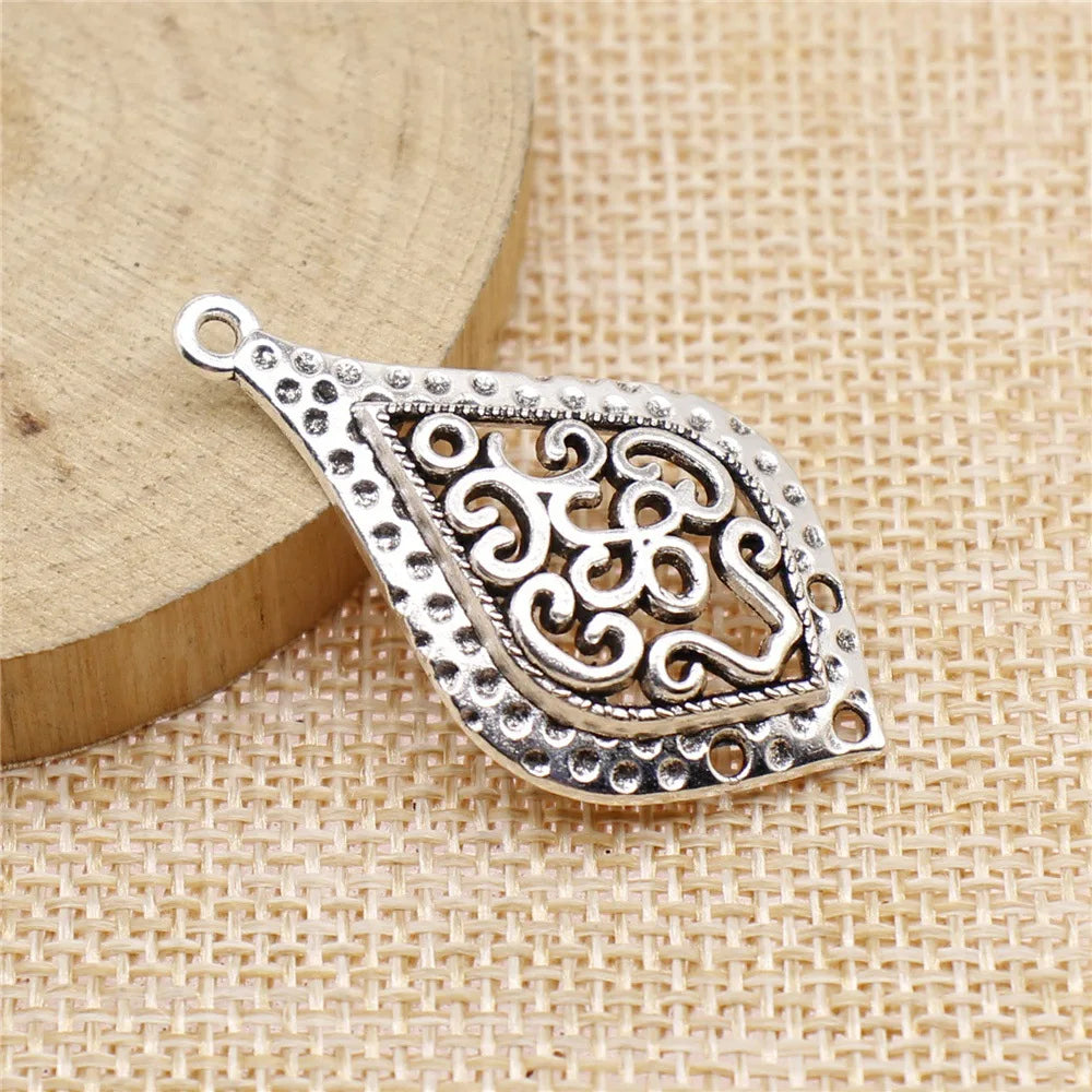 40x23mm 3g Multicolor Zinc Alloy Hollow Carved Teardrop Earring Charms for DIY Earrings Jewelry Making