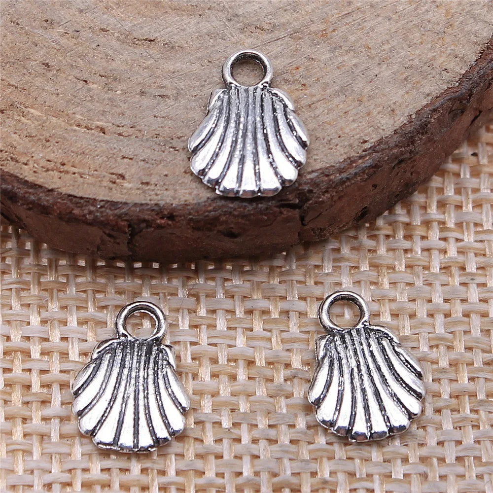 9x12mm 0.4g Antique Silver Zinc Alloy Shell Charm Pendant for DIY Necklace Bracelet Jewelry Making