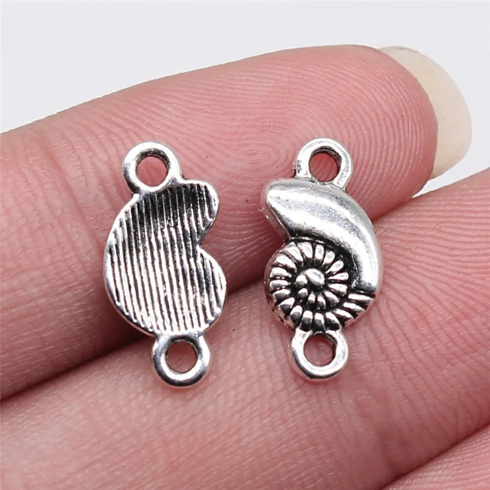 16x7mm 0.6g Antique Silver Zinc Alloy Conch Shell Connector Charm for DIY Bracelet Necklace Making