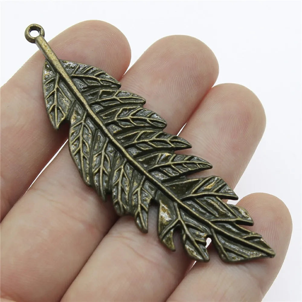 71x22mm 10g Multicolor Zinc Alloy Large Leaf Charm Pendant for DIY Necklace Jewelry Making
