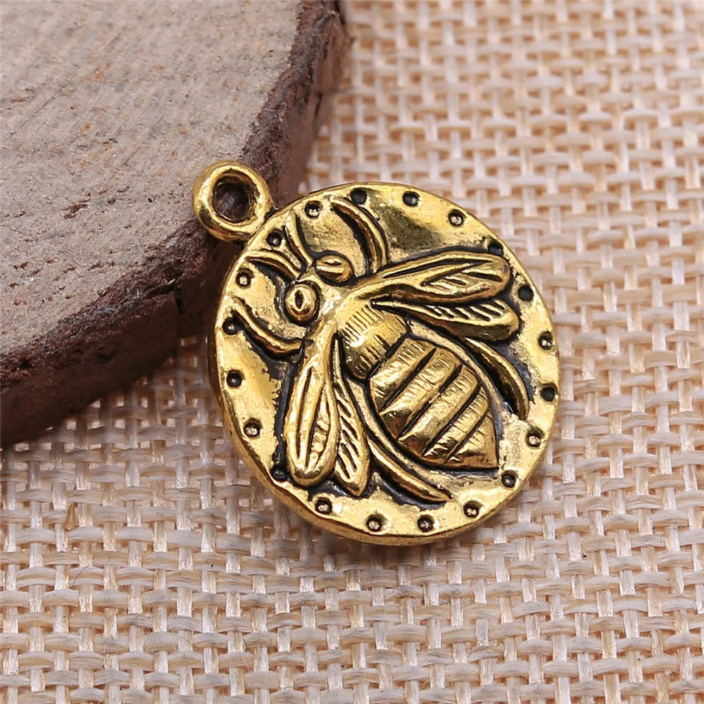 24x20mm 3.3g Multicolor Zinc Alloy Bee Double Sided Charm Pendant for DIY Necklace Bracelet Crafts