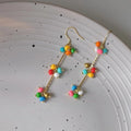 Bohemian Handmade Glass Seed Bead Tassel Drop Earrings Colorful Geometric Vacation Style