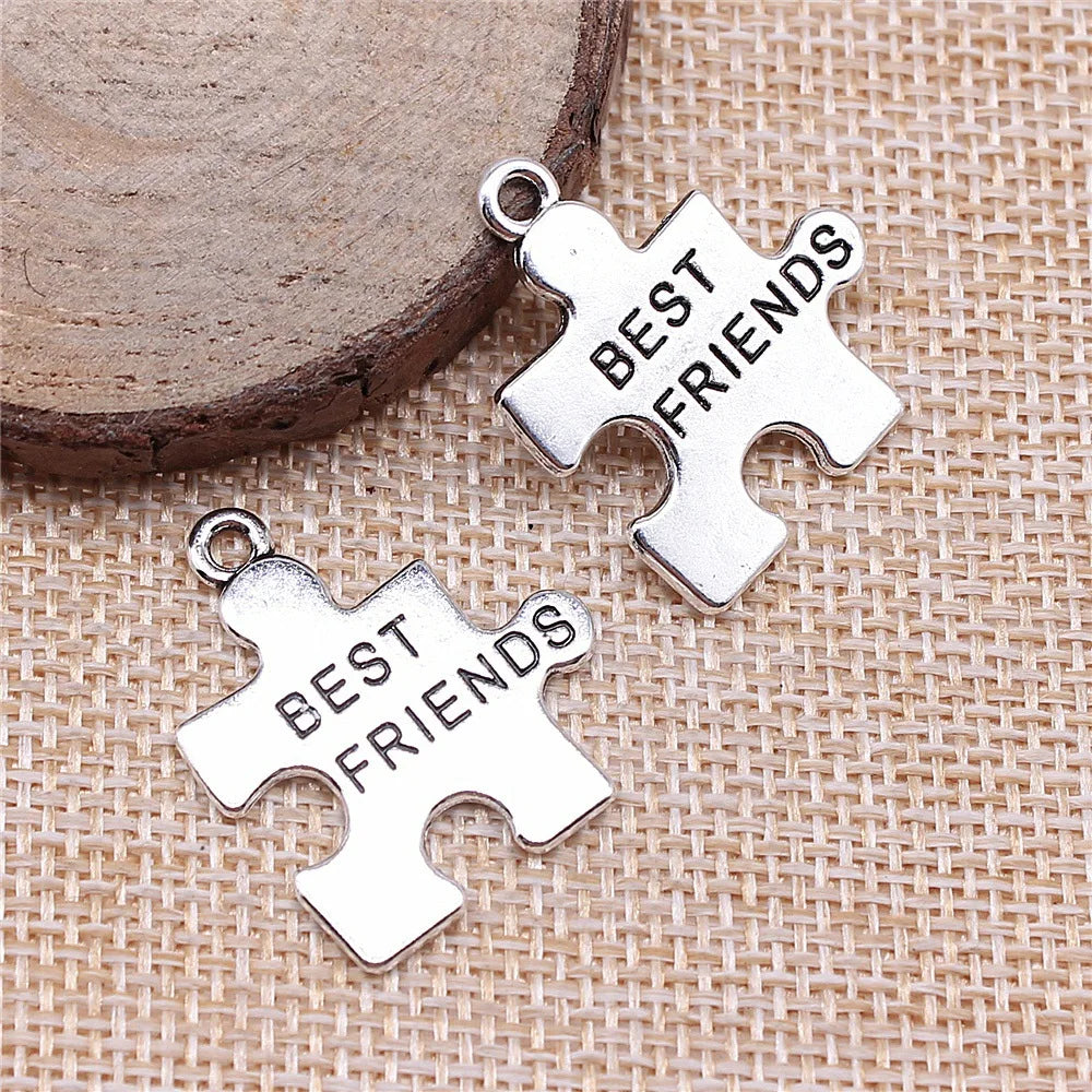 27x24mm 3.4g Zinc Alloy best friends Puzzle Letter Charm Pendant for Friendship Bracelet Necklace Making