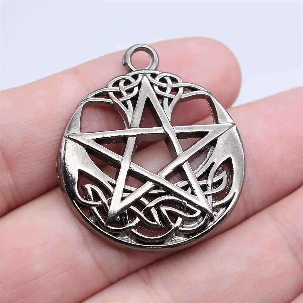 30x35mm 5.7g Zinc Alloy Witchcraft Five Point Star Charm Pendant for Gothic Necklace Bracelet DIY