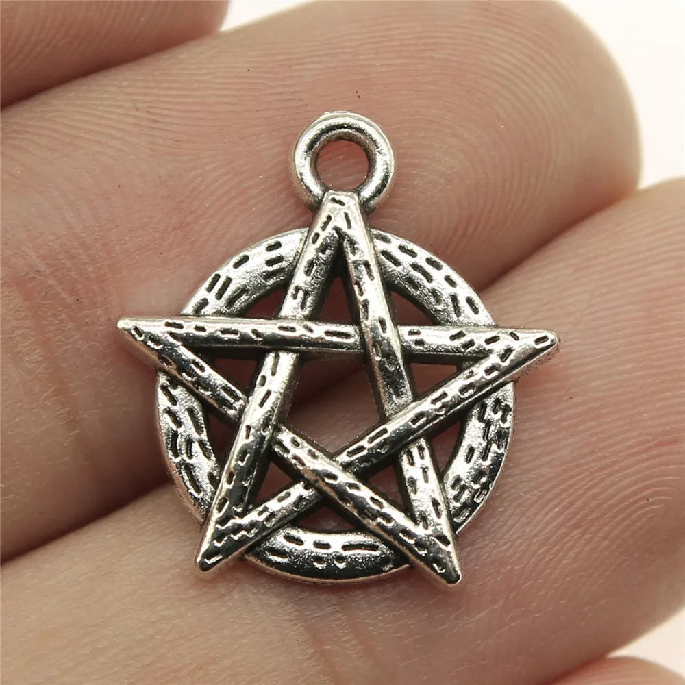 19x18mm 1.5g Antique Silver Zinc Alloy Pitted Five Point Star Charm Pendant for DIY Jewelry Making