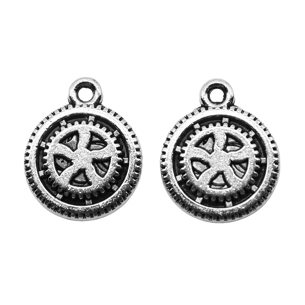 12x15mm 1.1g Antique Silver Zinc Alloy Gear Charm Pendant for DIY Necklace Bracelet Jewelry Making