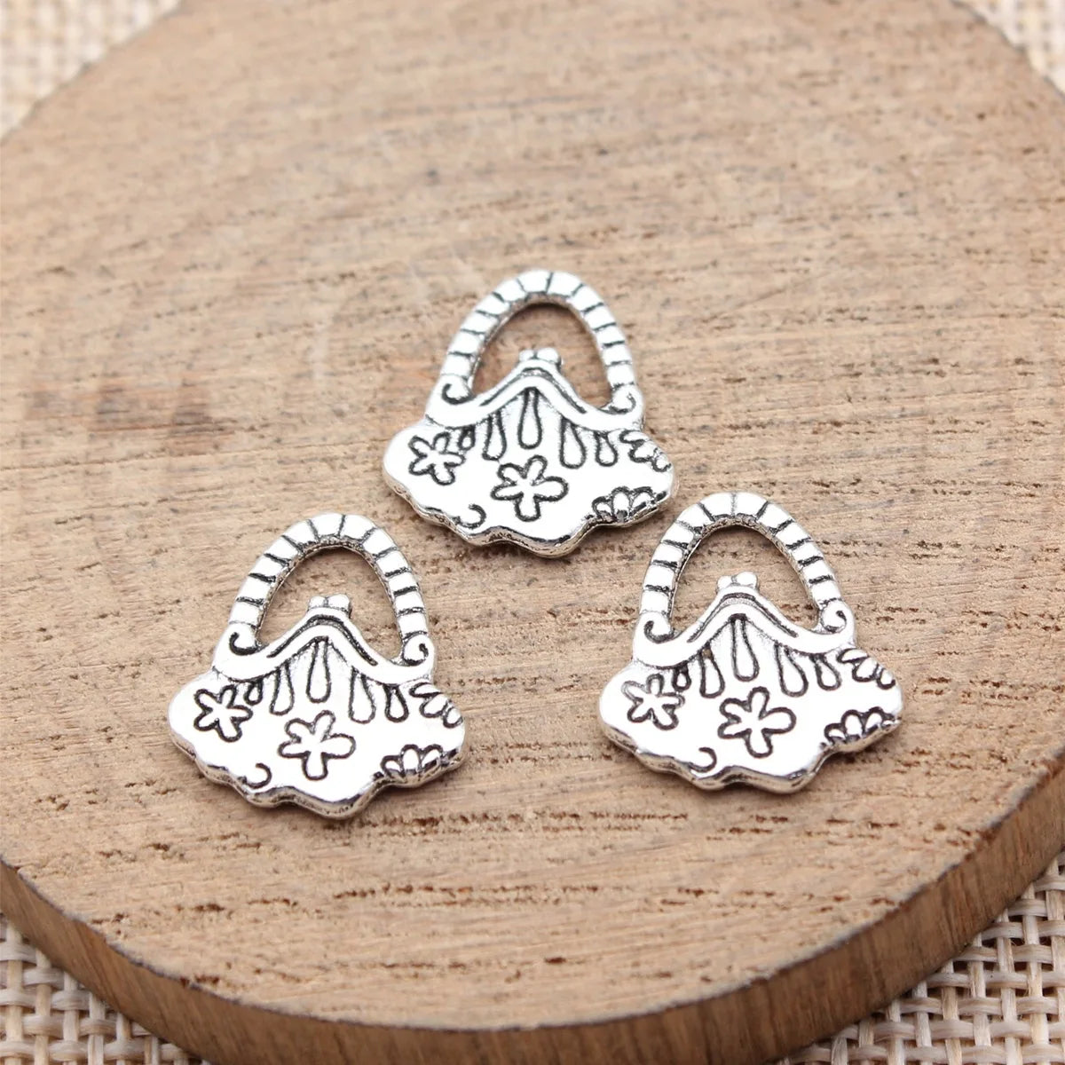 16x14mm 1.15g Antique Silver Zinc Alloy Handbag Charm Pendant for Bracelet Necklace DIY Jewelry