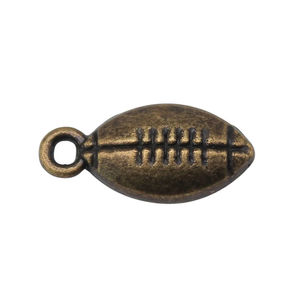 15x7mm 0.7g Multicolor Zinc Alloy Rugby Ball Charm Pendant for DIY Sports Jewelry Making