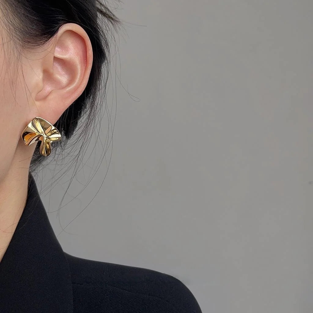 14K Gold Plated Copper Irregular Geometric Drop Earrings Luxury Fashion Jewelry for Women