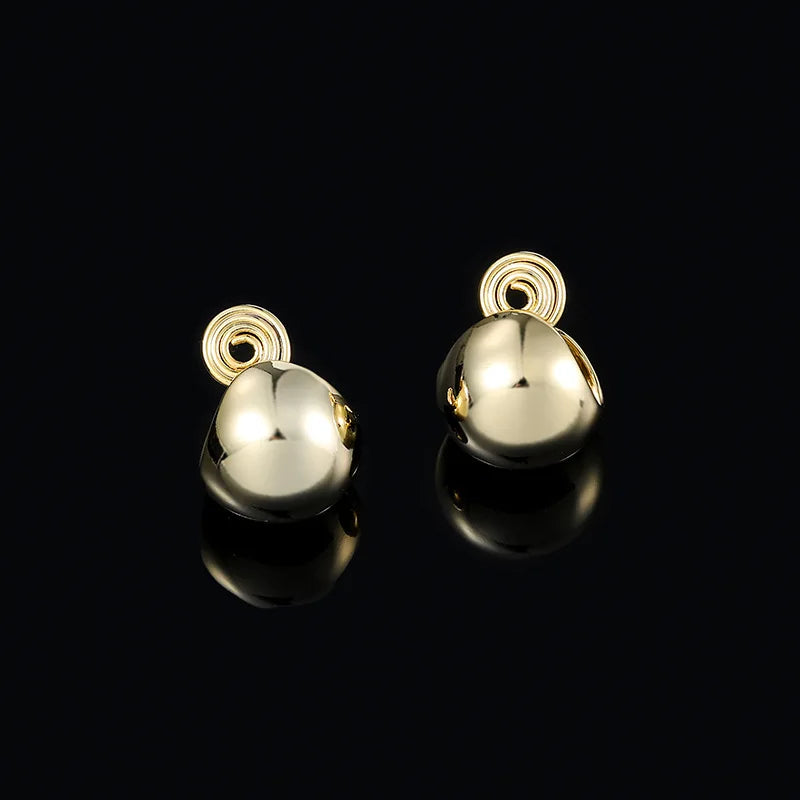 Elegant Gold Alloy Round Ball With Spiral Coil Stud & Clip On No Piercing Statement Earrings