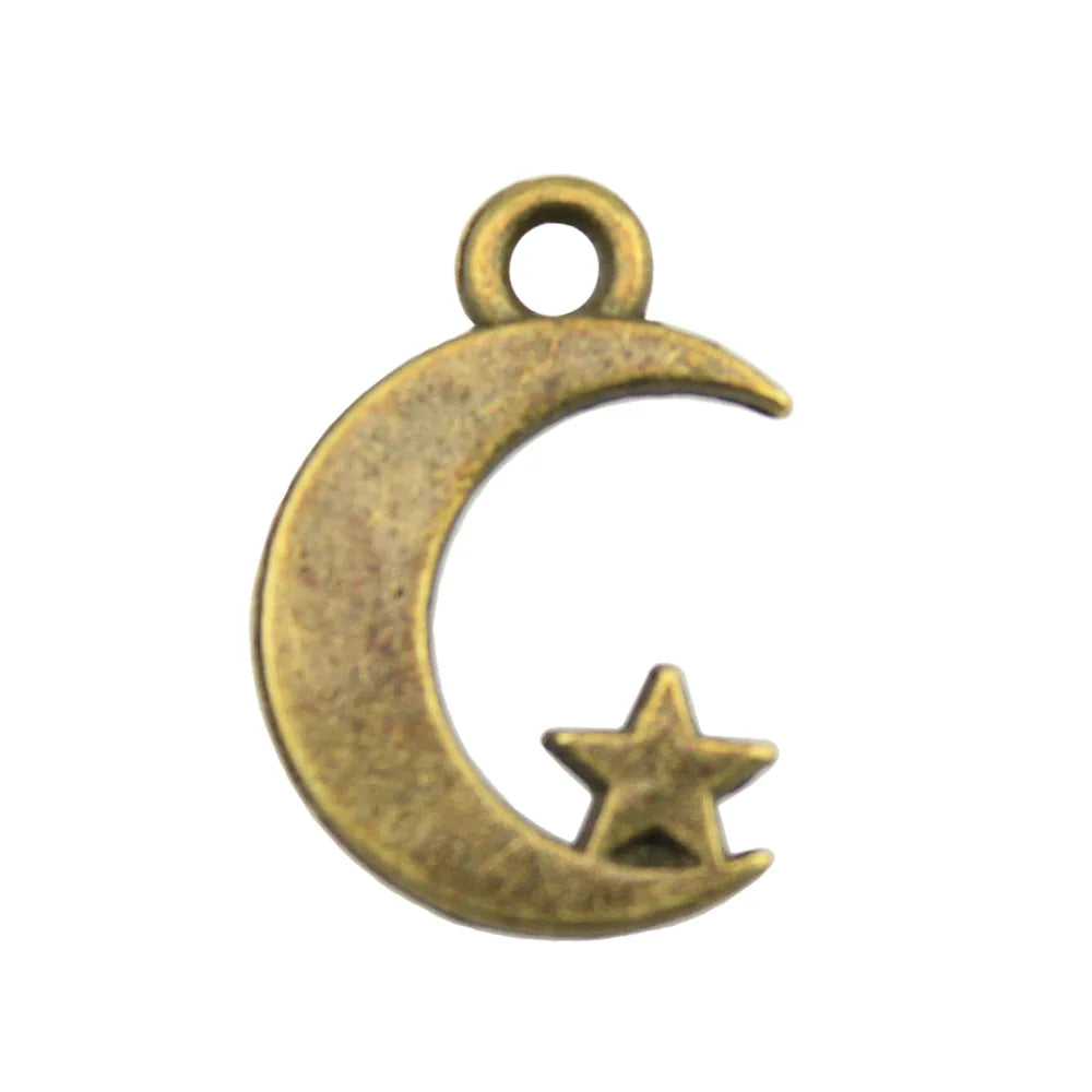 17x11mm 0.6g Multicolor Zinc Alloy Moon Star Charm Pendant for DIY Necklace Bracelet Jewelry Making