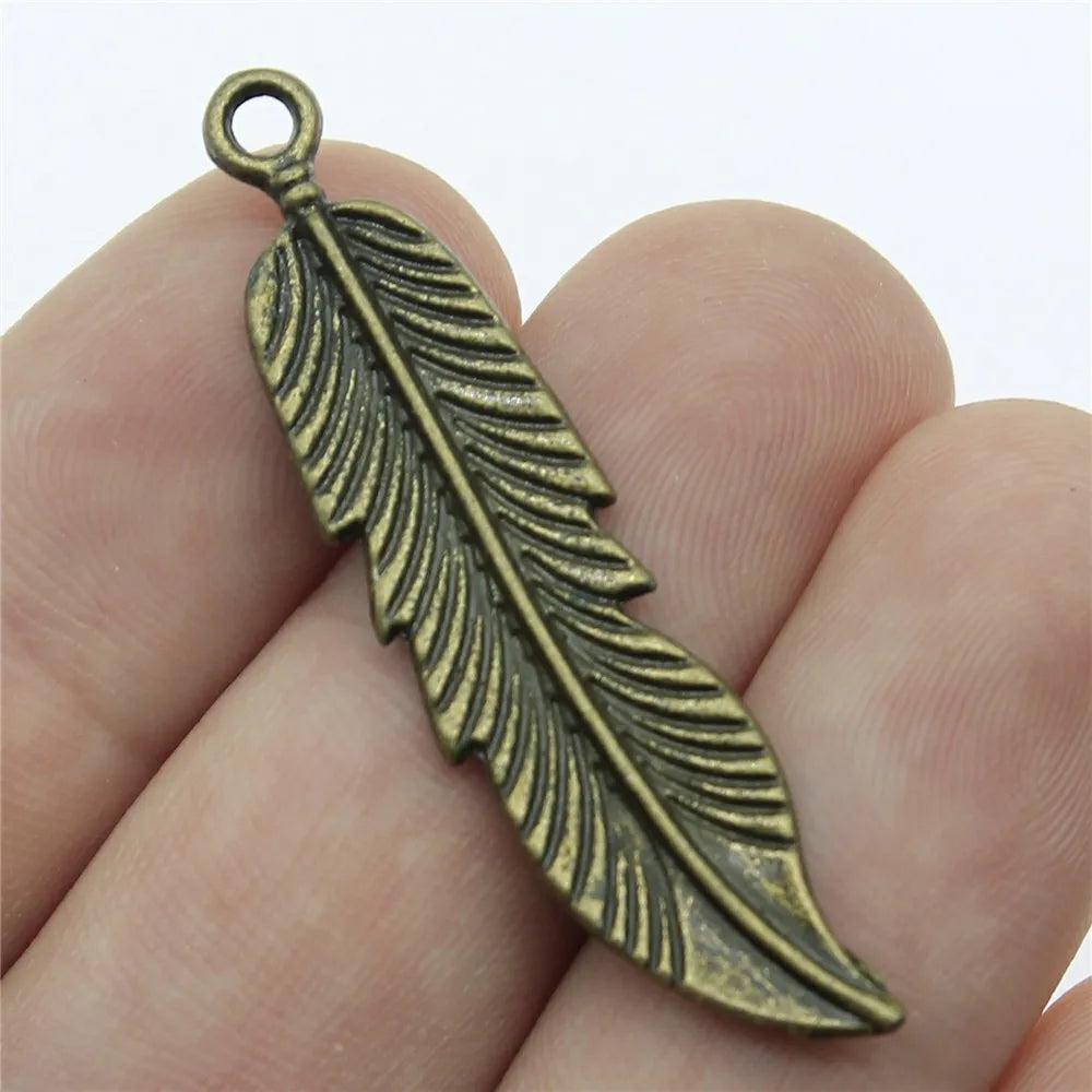 45mm 2.9g Multicolor Zinc Alloy Feather Charm Pendant for DIY Necklace Earring Jewelry Making