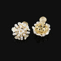 Vintage Pearl Flower Cluster Alloy Rhinestone Stud & Clip On No Piercing Luxury Statement Earrings