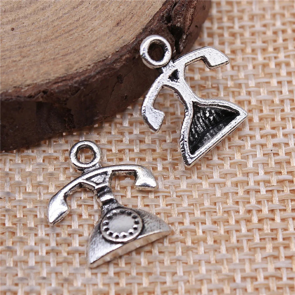 16x14mm 0.7g Antique Silver Zinc Alloy Vintage Telephone Charm Pendant for DIY Jewelry Making
