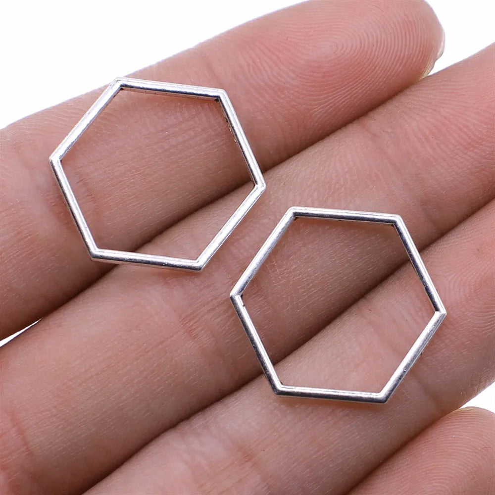 20x20mm 0.9g Multicolor Zinc Alloy Hexagon Honeycomb Charm Pendant for DIY Earrings Jewelry Making