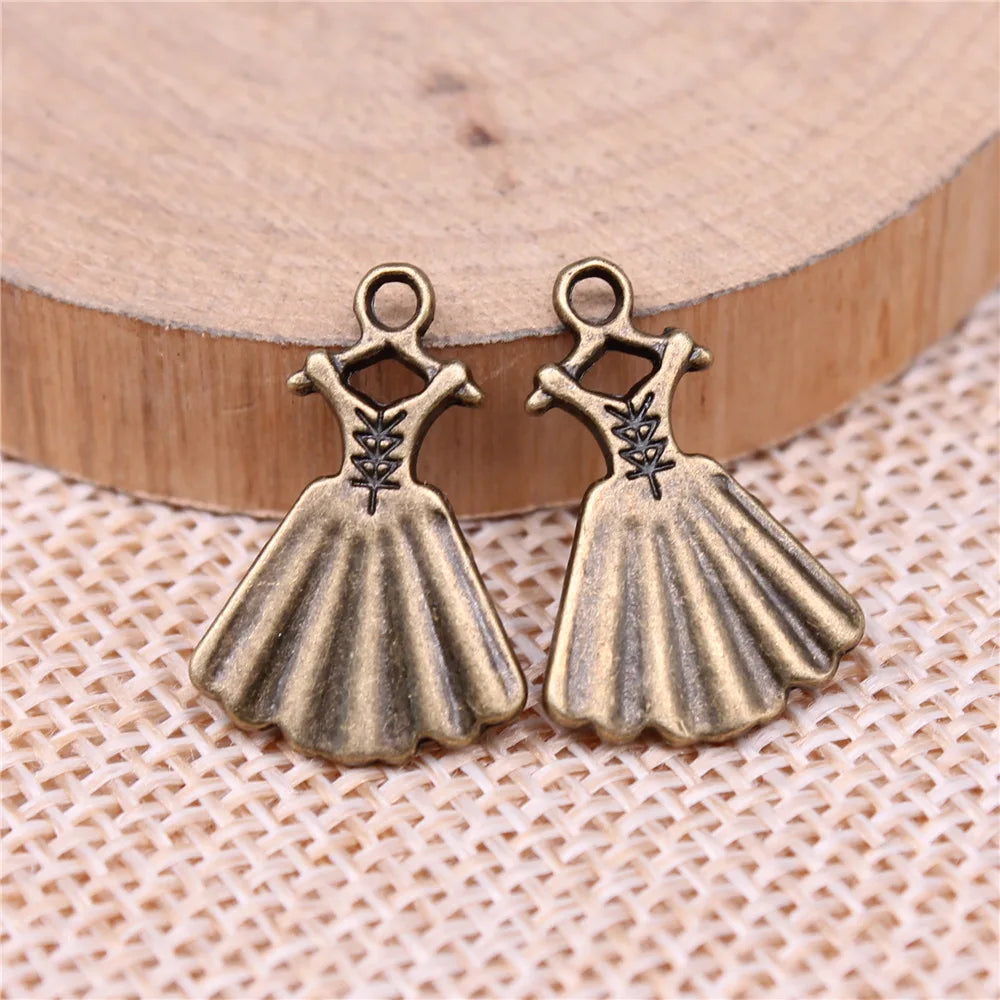 13x20mm 1.2g Multicolor Zinc Alloy Evening Gown Dress Charm Pendant for DIY Necklace Bracelet Jewelry