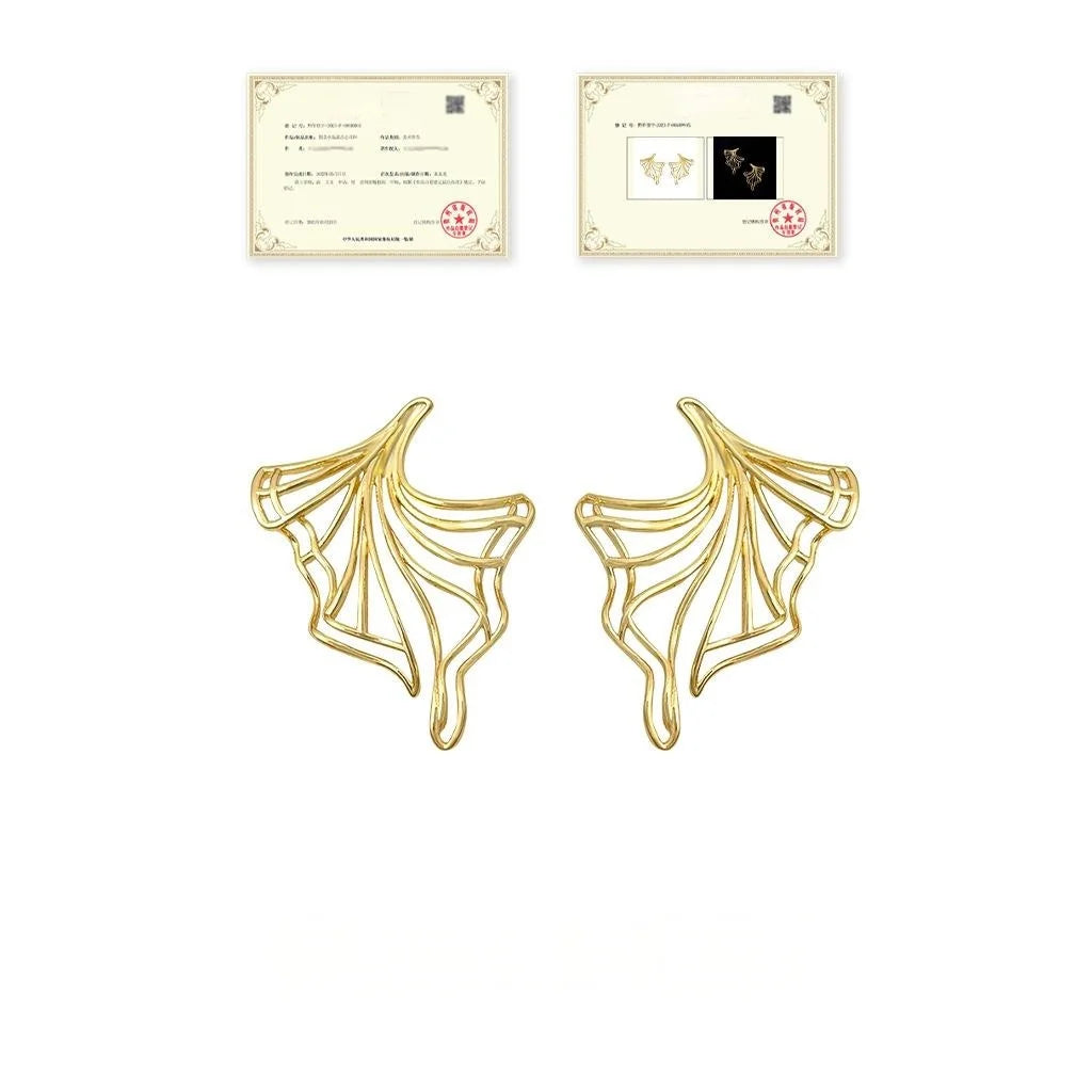 Original Design Thick 18K Gold Plated Copper Geometric Line Art Drop Earrings For Women
