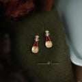 Chinese Style Pipa Agate Drop Earrings With Burgundy Enamel And Micro Pave Zircon