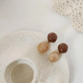 Vintage Korean Caramel Milk Tea Resin Acetate Round Ball Drop Earrings