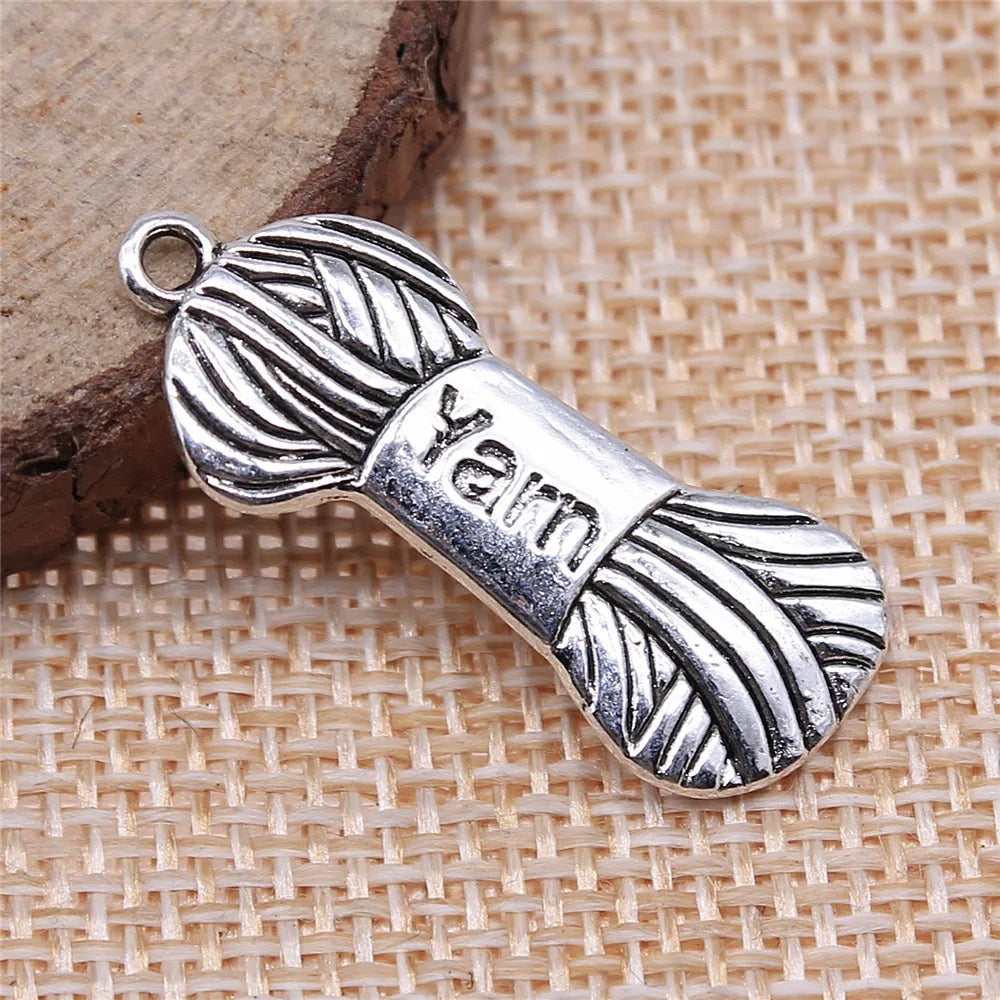 31x12mm 1.9g Multicolor Zinc Alloy Yarn Charm Pendant for DIY Knitting Theme Jewelry Making