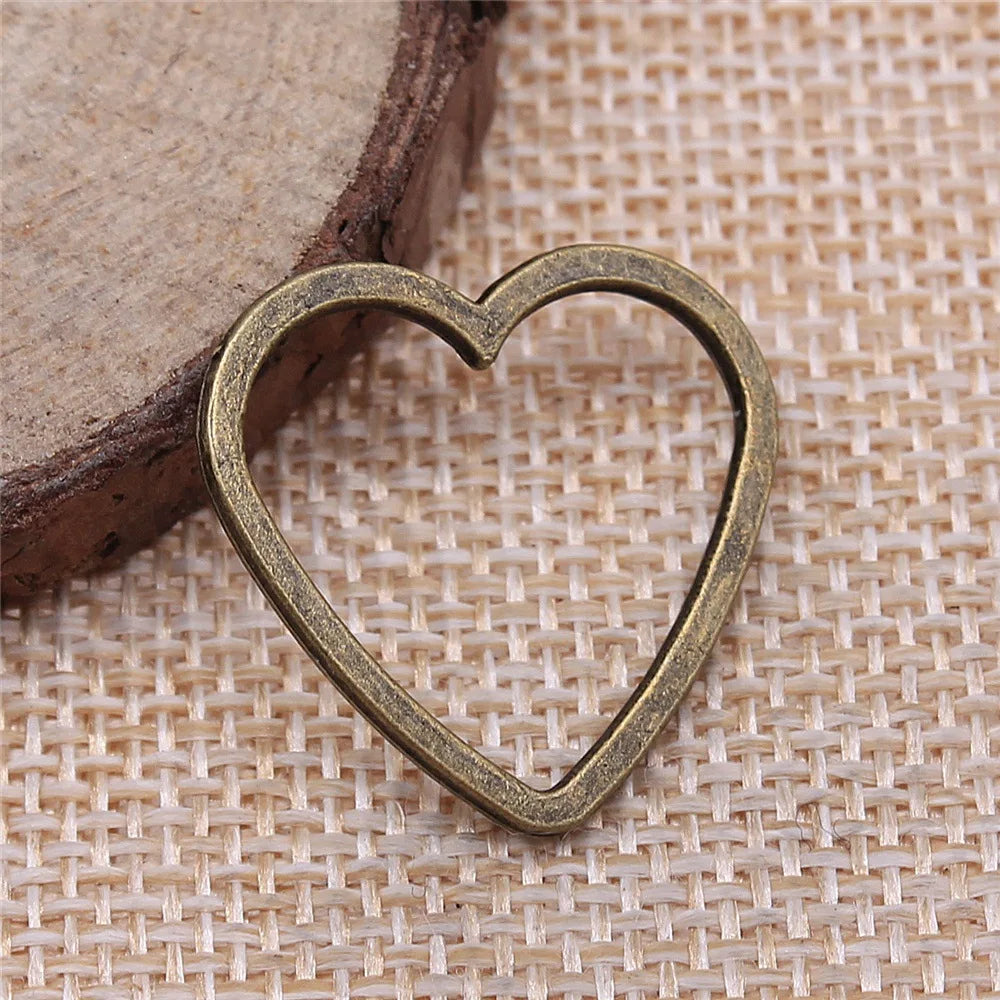 24x25mm 1.3g Multicolor Zinc Alloy Hollow Heart Connector Charm for DIY Necklace Bracelet Making