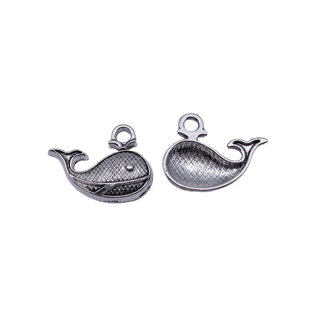 19x15mm 0.96g Antique Silver Zinc Alloy Whale Charm Pendant for Ocean Theme Necklace DIY Jewelry