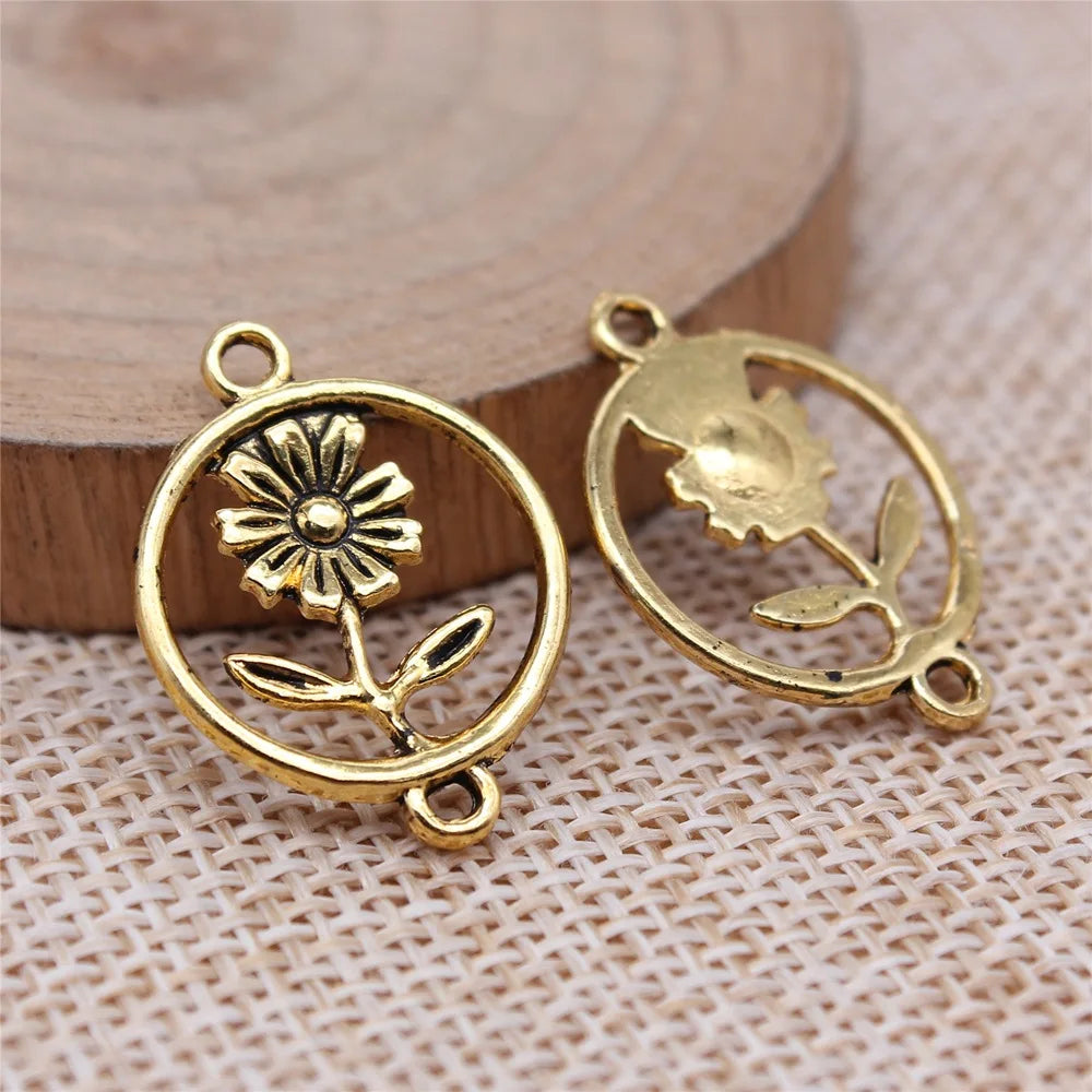 18x24mm 1.3g Multicolor Zinc Alloy Daisy Round Ring Connector Charm for DIY Earrings Bracelet Making