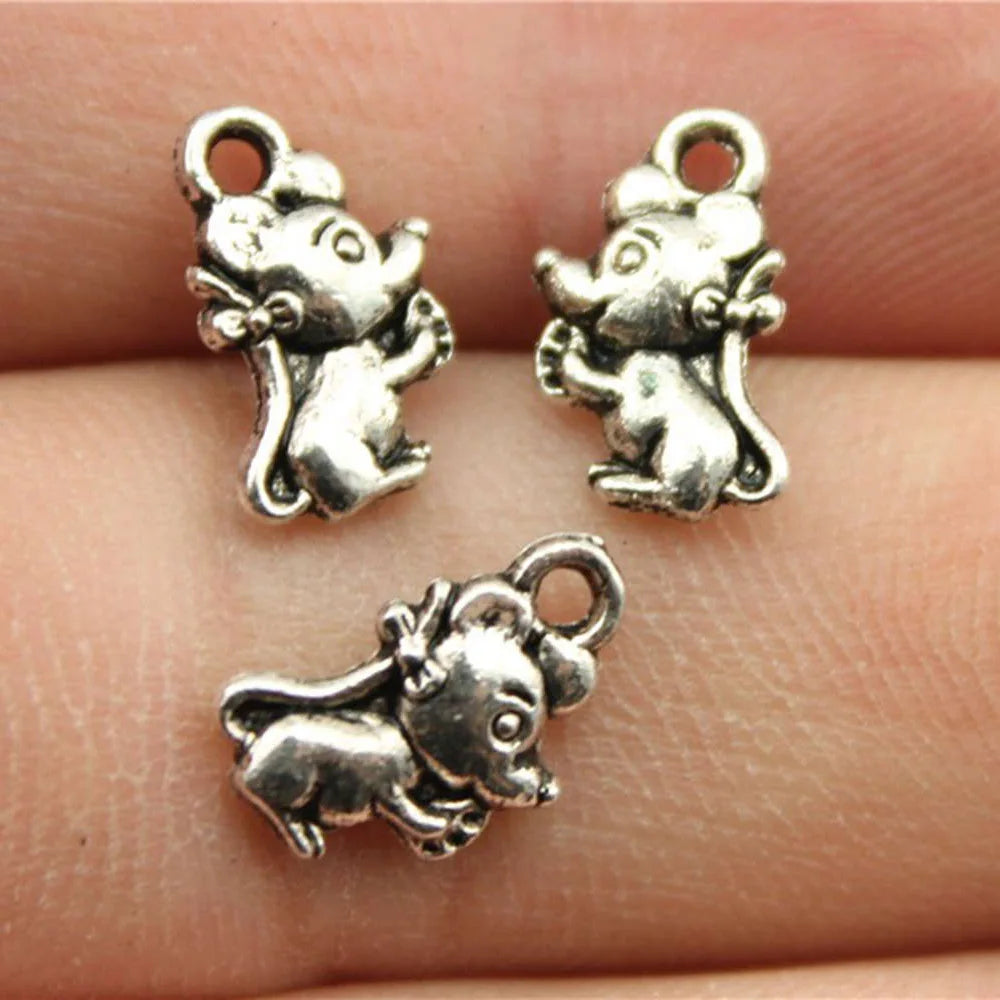 12x7mm 0.6g Multicolor Zinc Alloy Mouse Charm Pendant for DIY Necklace Bracelet Jewelry Making