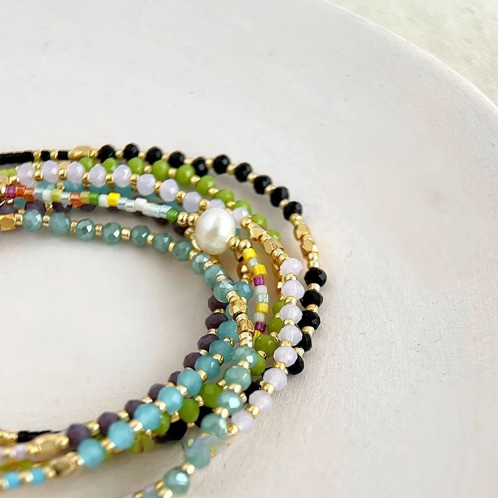 Bohemian Handmade Glass Crystal Beaded Bracelet For Women Geometric Ring Vacation Jewelry