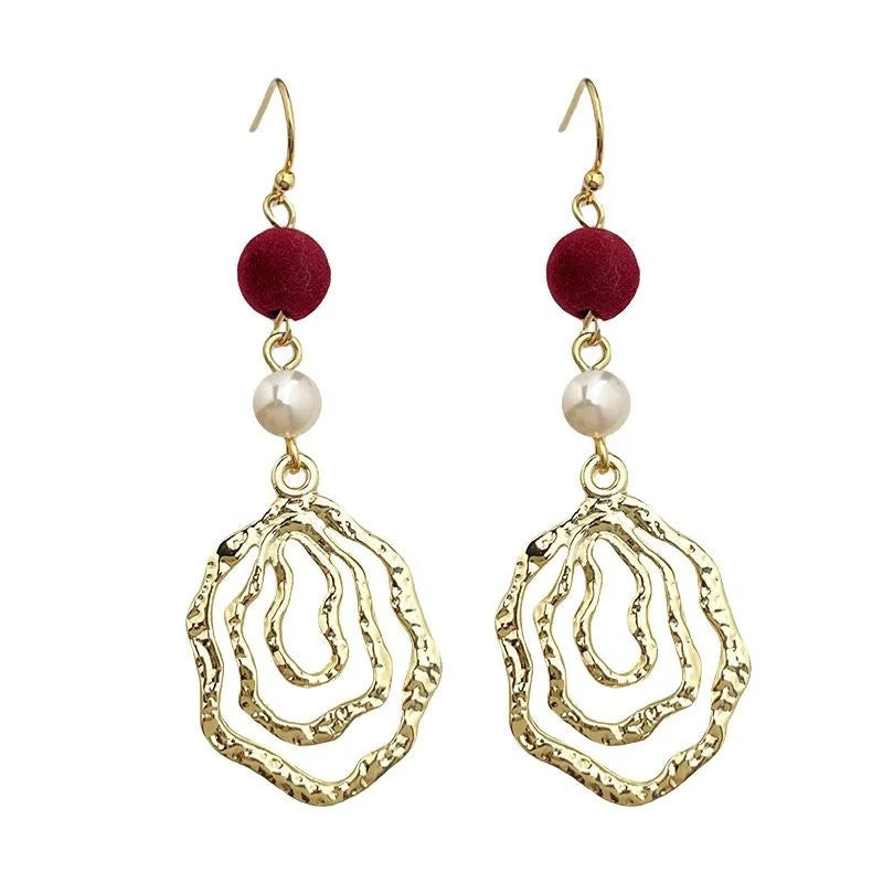 Original Designer Vintage Geometric Irregular Long Copper Drop Earrings