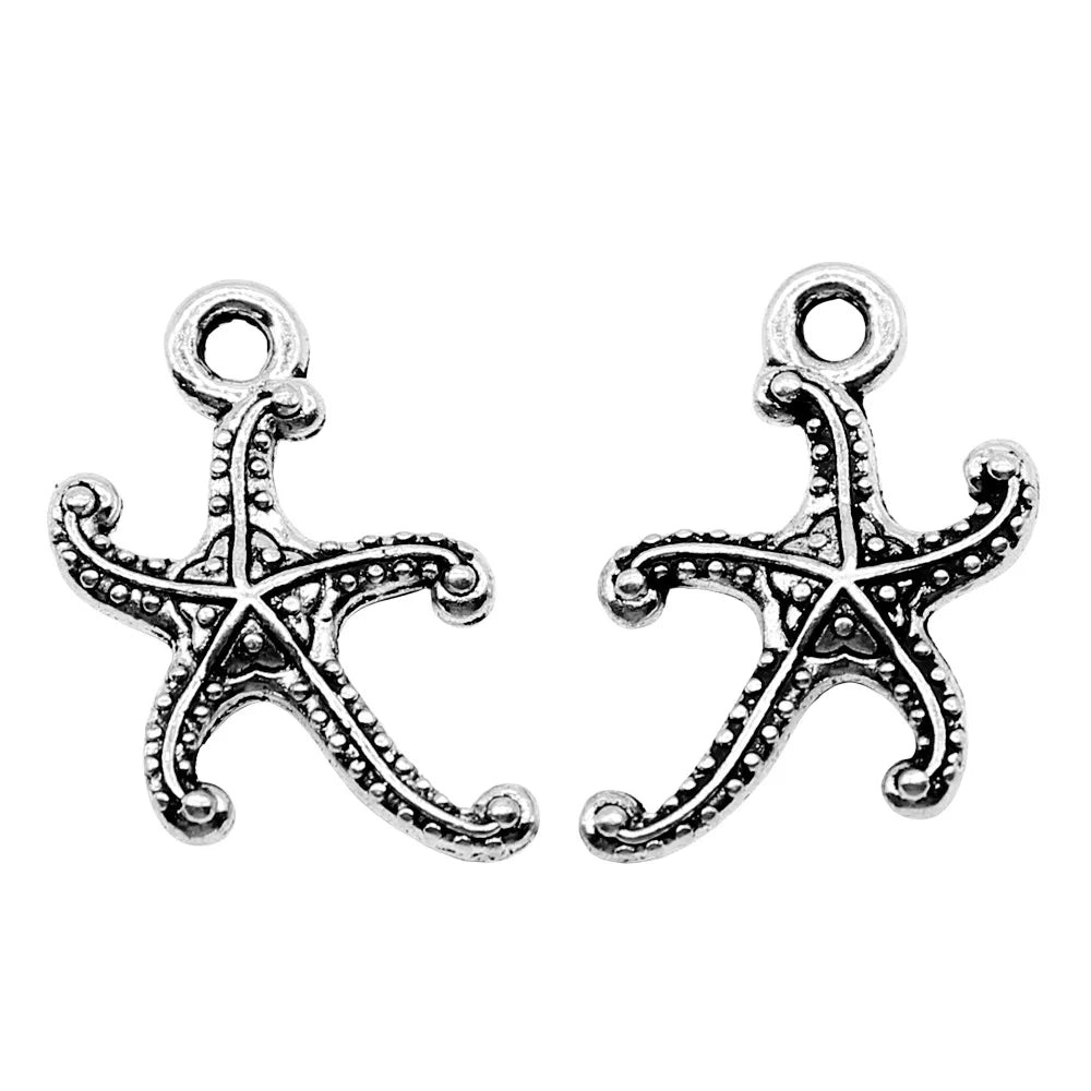 12x19mm 0.8g Antique Silver Zinc Alloy Starfish Charm Pendant for DIY Ocean Theme Jewelry Making