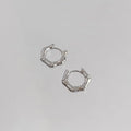 Minimalist Copper Bamboo Joint Stud Earrings Smooth Geometric Round Hoop Style For Daily Commute