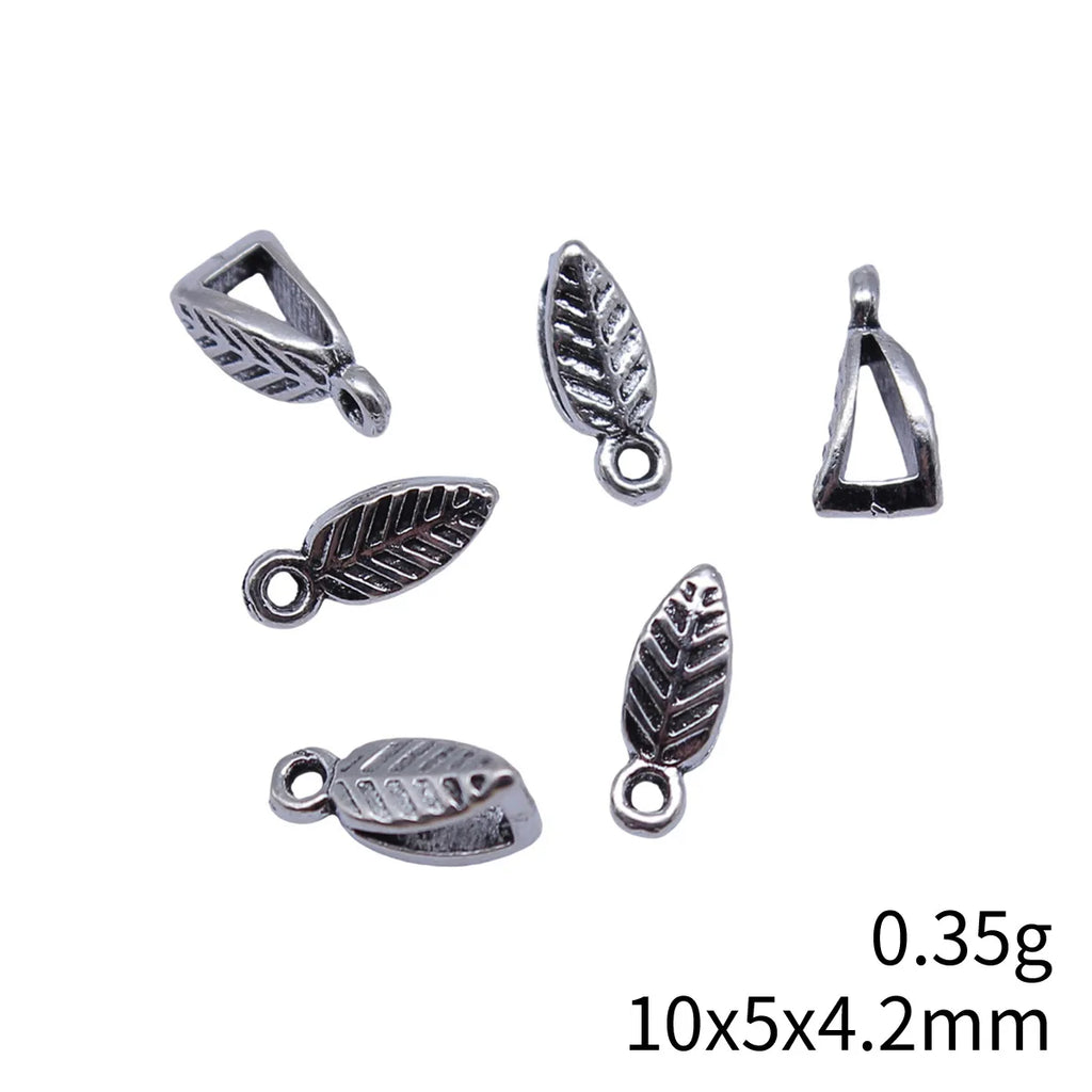 10x5x4.2mm 0.35g Multicolor Zinc Alloy Leaf Three-Hole Bail Pendant for DIY Necklace Bracelet Making