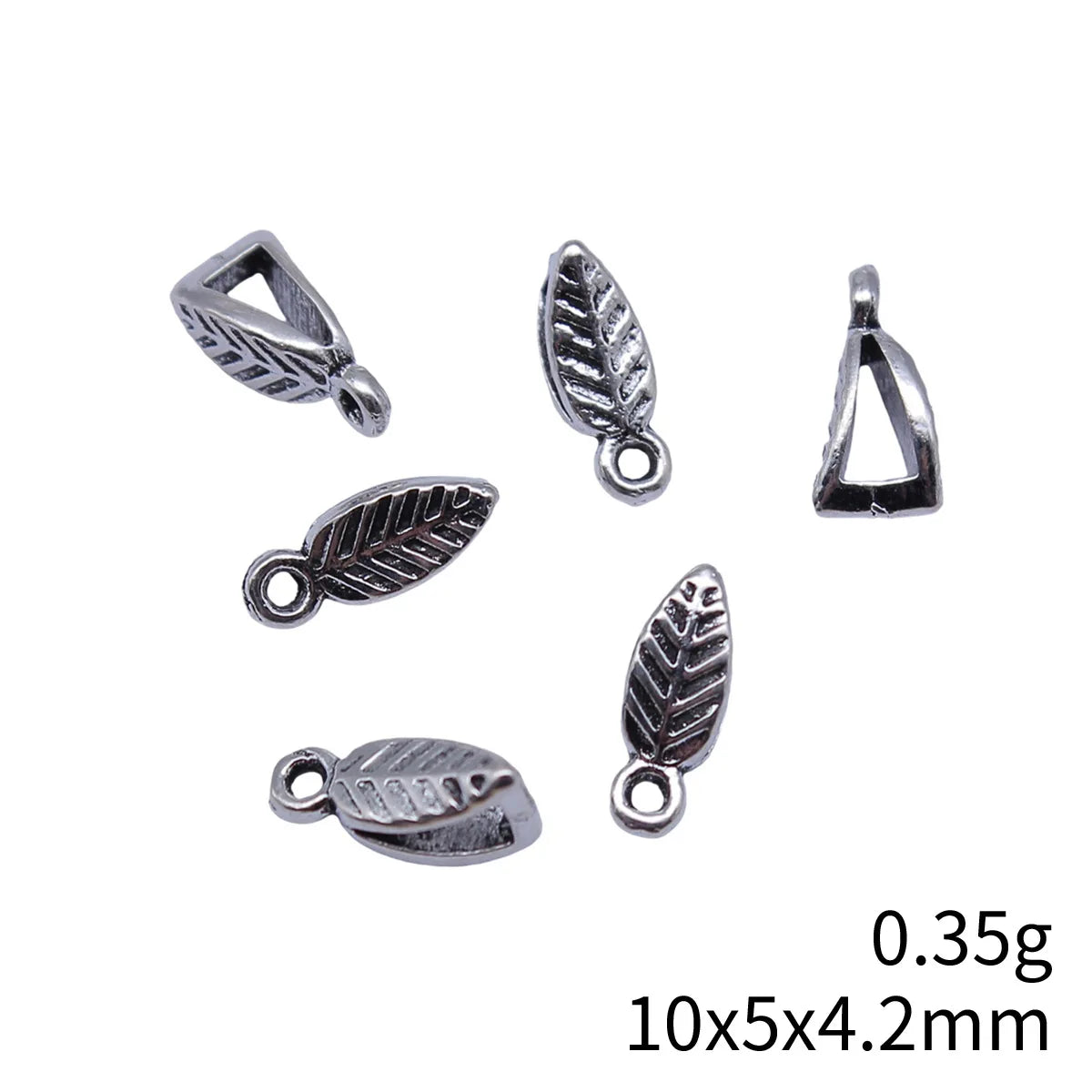10x5x4.2mm 0.35g Multicolor Zinc Alloy Leaf Three-Hole Bail Pendant for DIY Necklace Bracelet Making