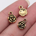 11x8mm 0.7g Antique Gold Zinc Alloy Flower Charm Pendant for Necklace Bracelet Jewelry Making