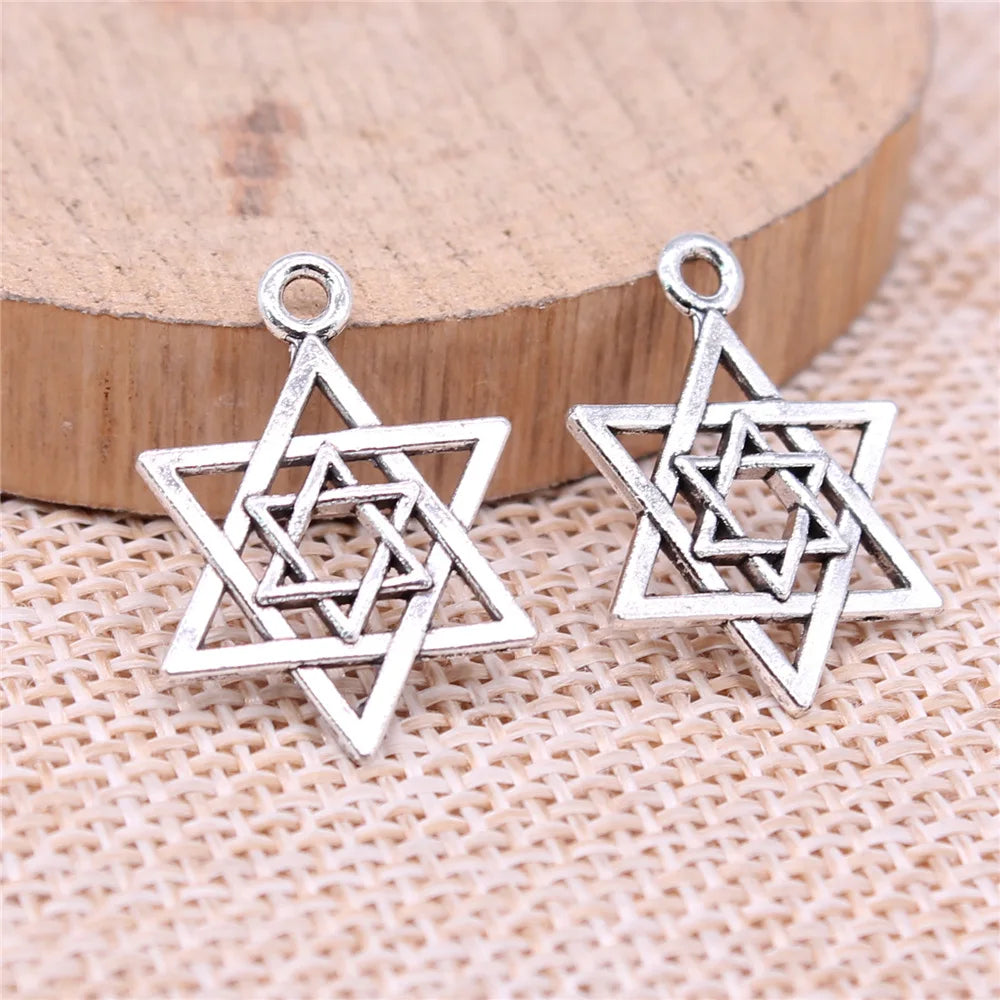 22mm 1g Multicolor Zinc Alloy Six Pointed Star Charm Pendant for DIY Necklace Bracelet Jewelry