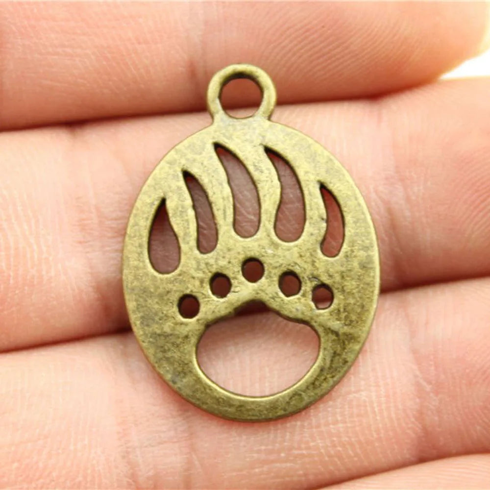 30x22mm 2.8g Antique Bronze Zinc Alloy Tiger Paw Charm Pendant for Animal Theme DIY Jewelry Making