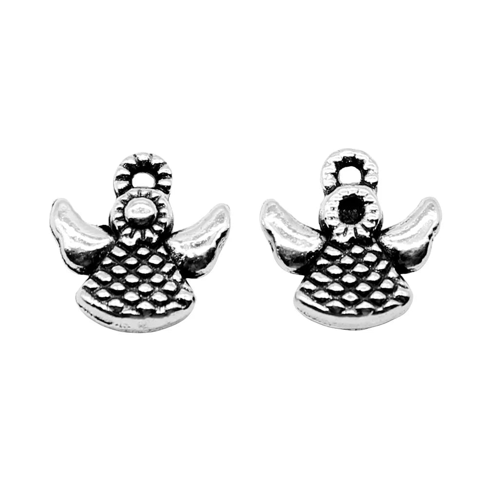 10x10mm 0.6g Antique Silver Zinc Alloy Angel Figure Charm Pendant for DIY Necklace Bracelet Making