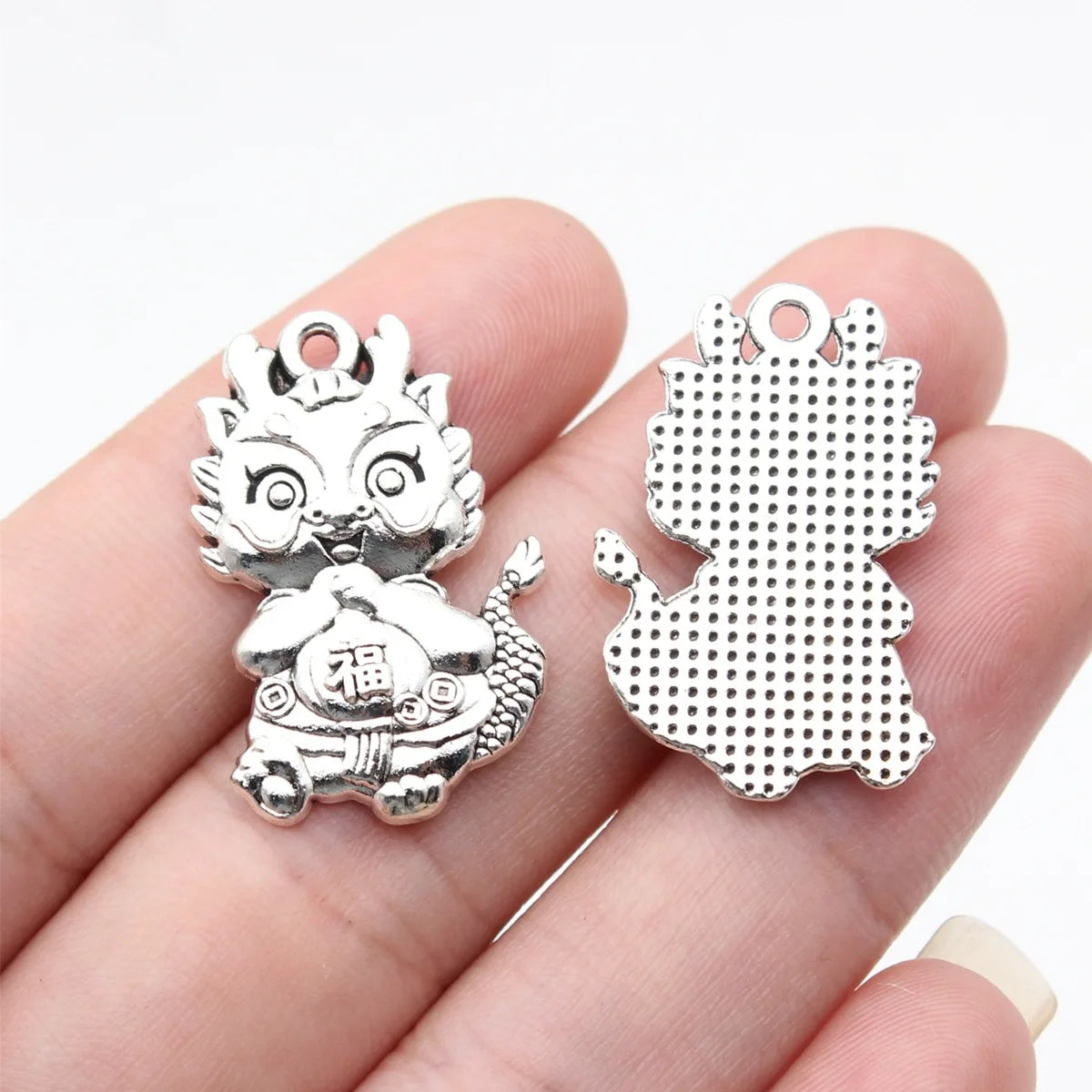 28x18mm 4.2g Multicolor Zinc Alloy Chinese Dragon Charm Pendant for Necklace Bracelet Keychain DIY