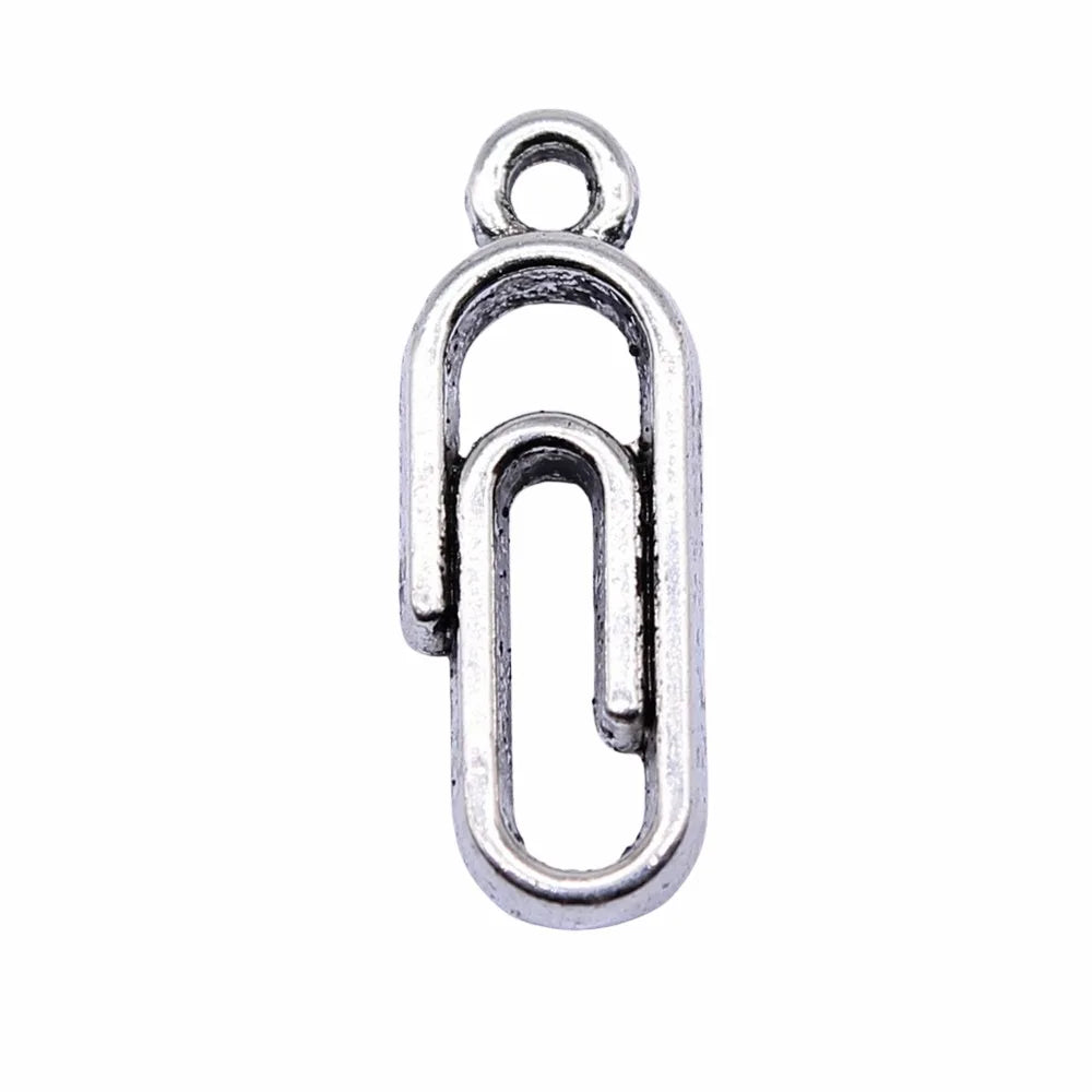 19x7mm 0.8g Multicolor Zinc Alloy Paper Clip Charm Pendant for DIY Bracelet Necklace Jewelry Making