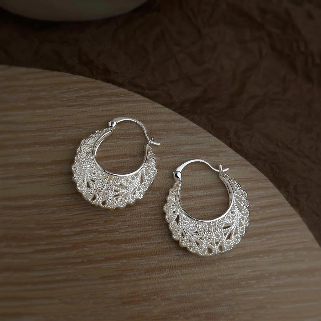 Ethnic Style Copper Oval Geometric Hollow Out Drop Earrings For Women Jewelry