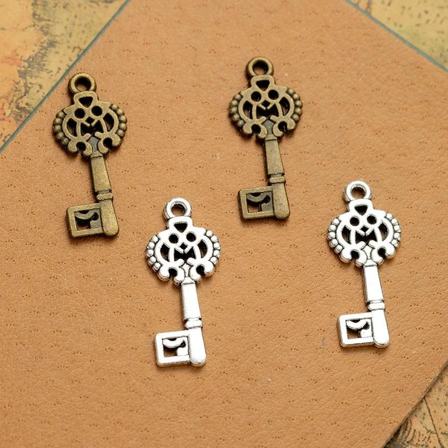 28x12MM Zinc Alloy Key Lock Charm Pendant for DIY Necklace Bracelet Jewelry Making