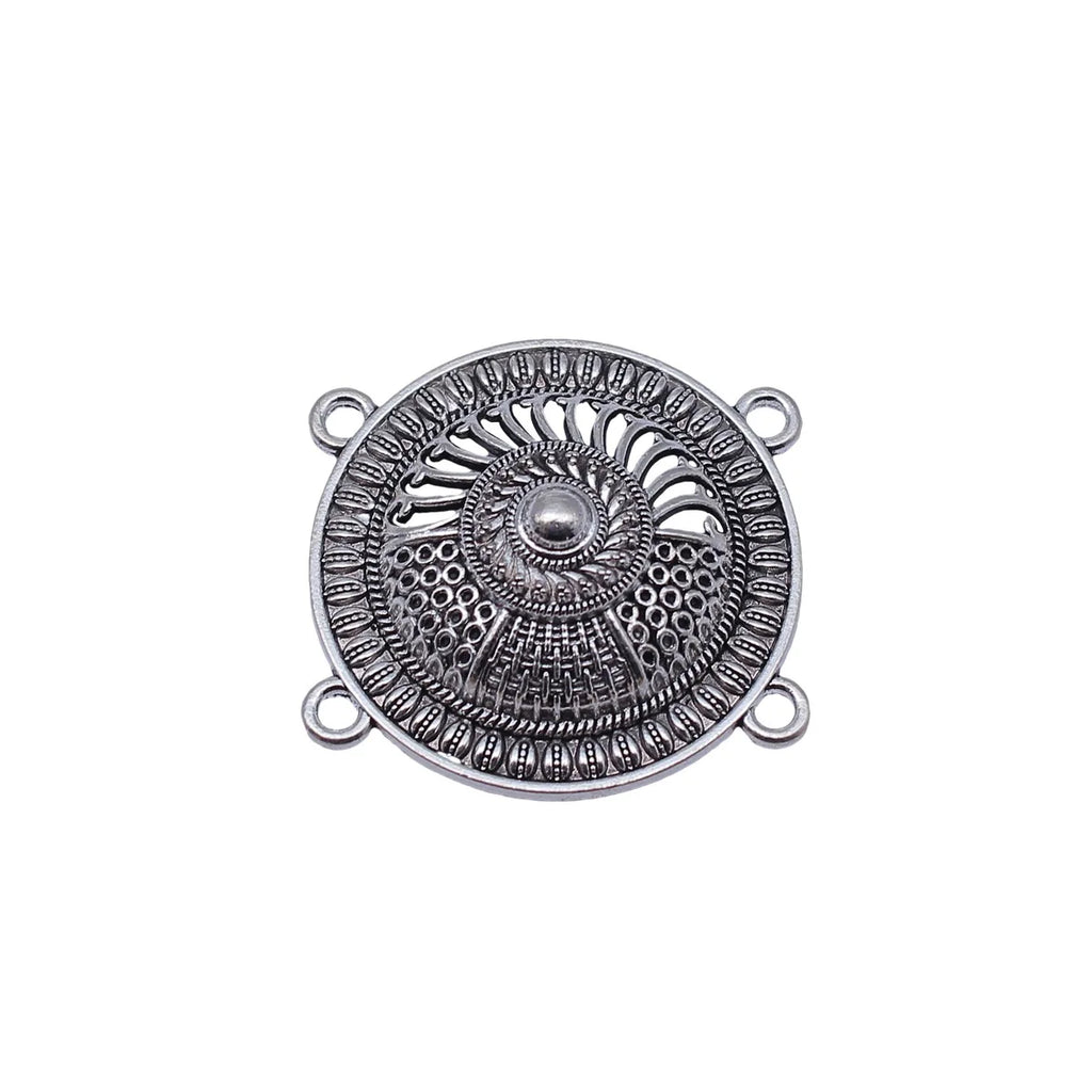 33x33mm 4.7g Antique Silver Zinc Alloy Four-Hole Connector Charm for Body Chain Waist Chain Making