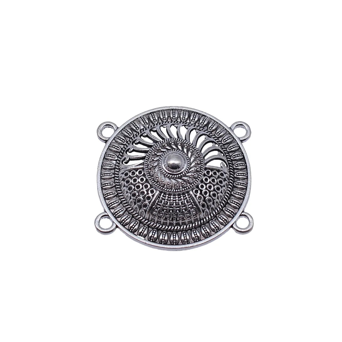 33x33mm 4.7g Antique Silver Zinc Alloy Four-Hole Connector Charm for Body Chain Waist Chain Making