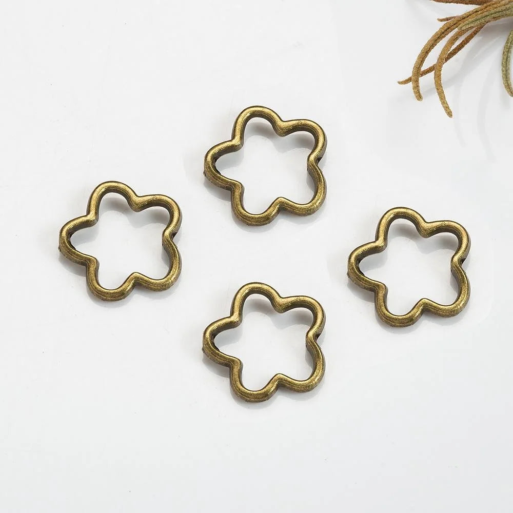 15MM Antique Silver Zinc Alloy Flower Hollow Charm Pendant for DIY Necklace Bracelet Jewelry Making