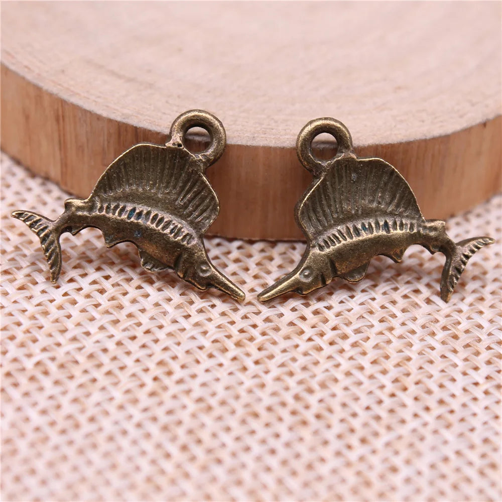 15x21mm 1.1g Multicolor Zinc Alloy Tuna Fish Charm Pendant for DIY Necklace Bracelet Jewelry Making